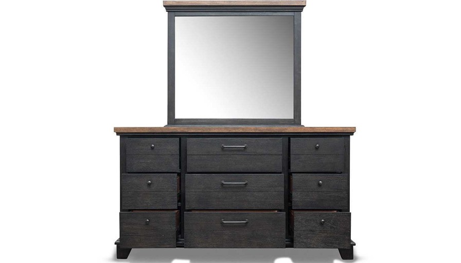 Bedroom Home Zone Furniture Queen Collections | Bear River Brown Queen Bed, Dresser, Mirror & Nightstand