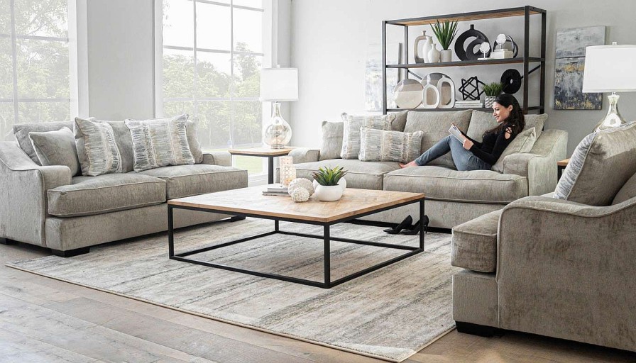 Living Room Dallas Sofa Company Upholstered Collections | Spartan Taupe Sofa & Loveseat