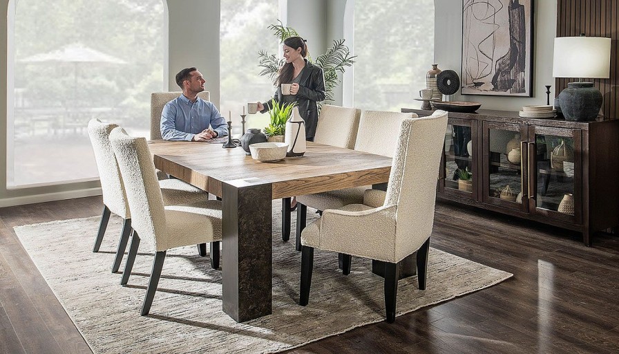 Dining Home Zone Furniture Dining Height Collections | Our House 84" Dining Height Table & Cream Chairs