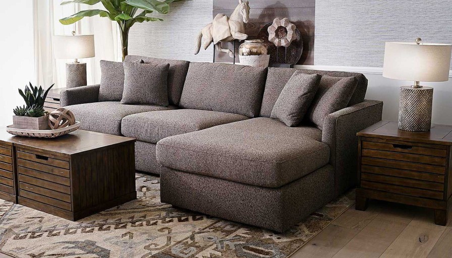 Living Room Home Zone Furniture Upholstered Collections | Brock Sectional With Chaise