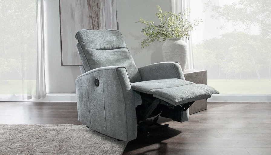 Living Room JB Home Upholstery Recliners | Ellie Ii Grey Power Recliner