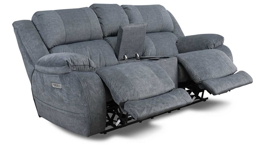 Living Room Dallas Sofa Company Reclining Loveseats | Port Arthur Ii Grey Triple Power Loveseat