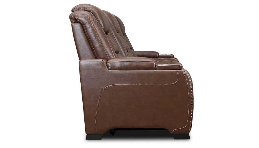 Living Room Home Zone Furniture Reclining Sofas | El Patron Brown Power Sofa