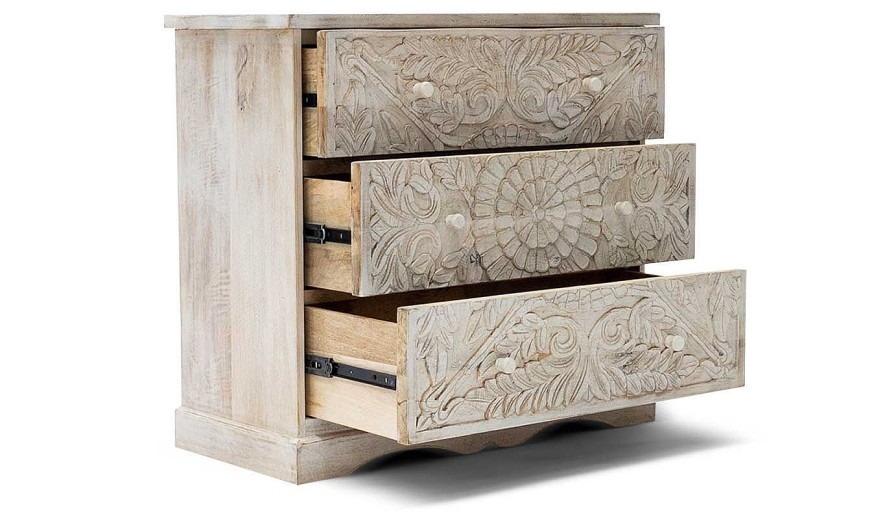 Accents World Piazza | Mariah 3-Drawer Carved Chest