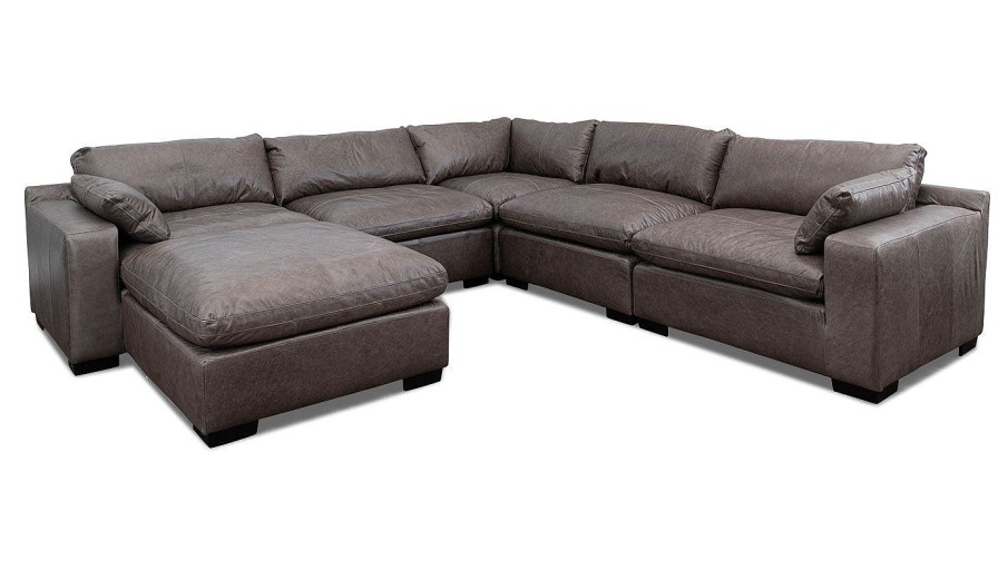 Living Room Dallas Sofa Company Leather Collections | City Limits Leather 5Pc Sectional & Ottoman