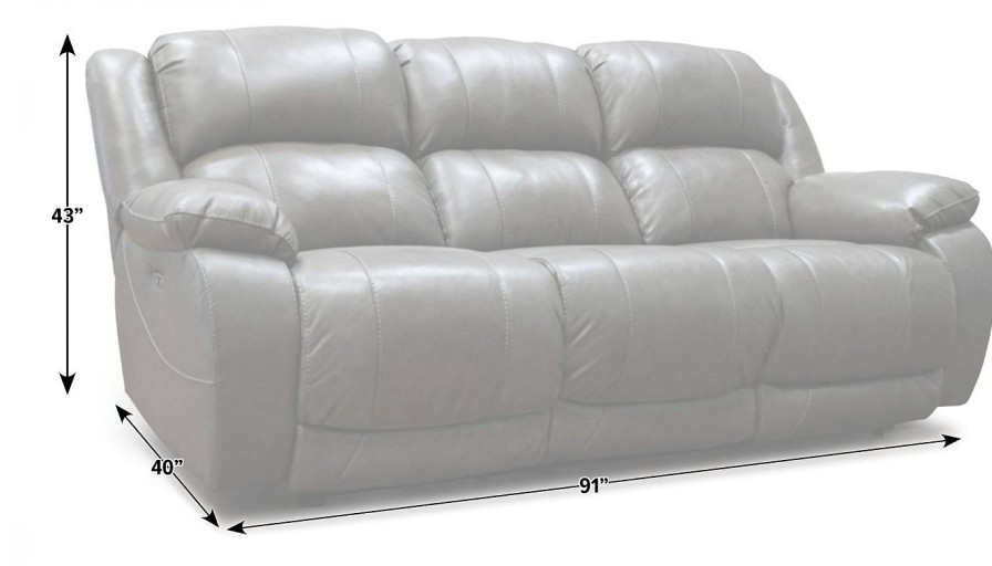 Living Room Dallas Sofa Company Leather Sofas | Galveston Grey Power Sofa