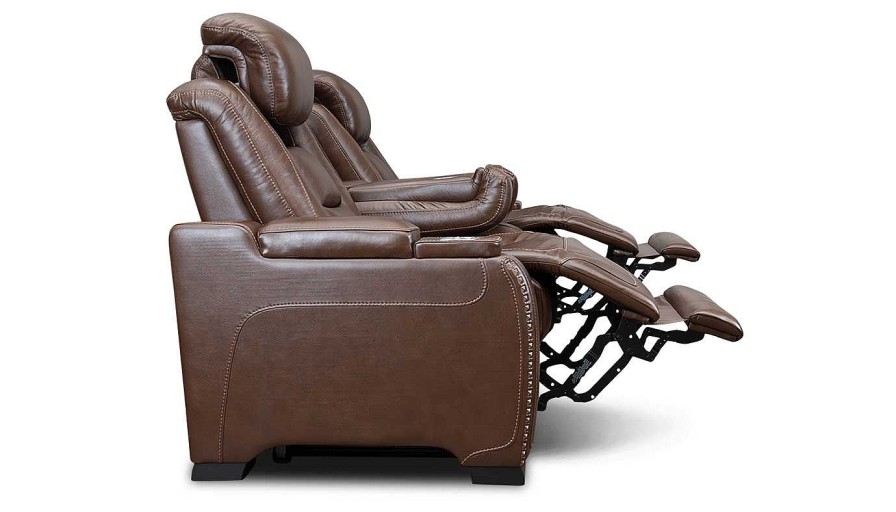 Living Room Home Zone Furniture Reclining Sofas | El Patron Brown Power Sofa