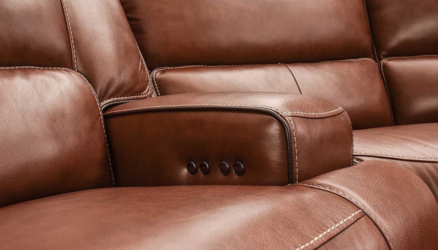 Living Room JB Home Upholstery Leather Collections | Lake Como Power Sectional