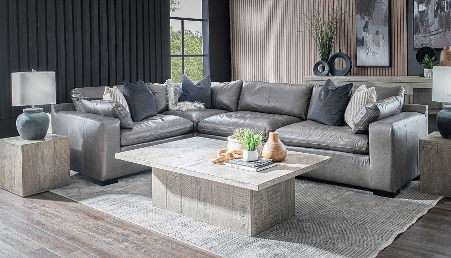 Living Room Dallas Sofa Company Upholstered Collections | City Limits Leather 4Pc Sectional