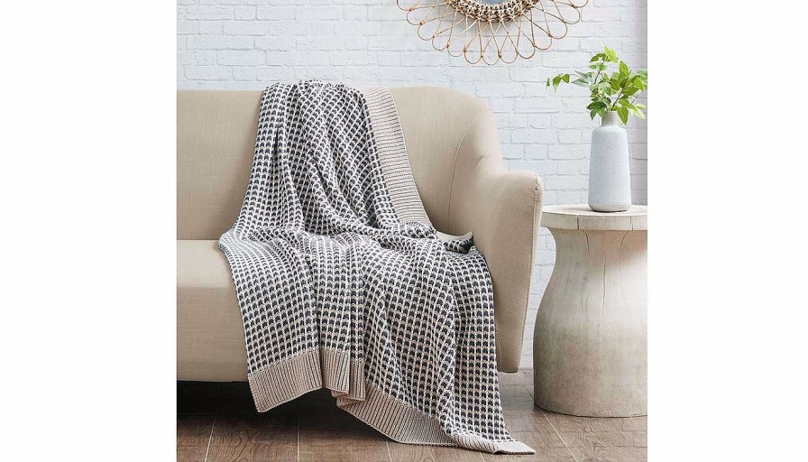 Accents Olliix | Reed Cotton Knit Throw Grey