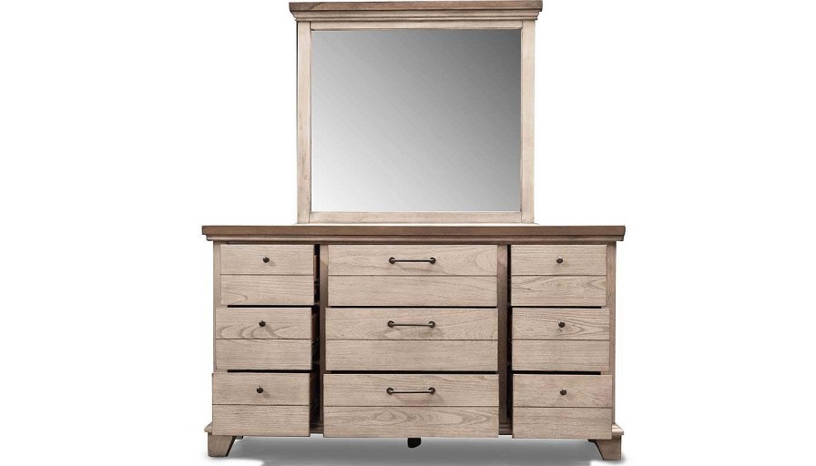 Bedroom Home Zone Furniture King Collections | Bear River White King Bed, Dresser, Mirror & Nightstand