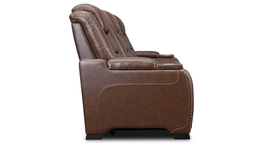 Living Room Home Zone Furniture Reclining Collections | El Patron Brown Power Sofa & Loveseat