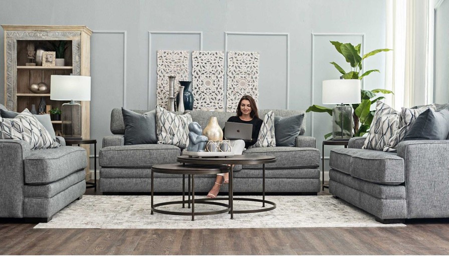 Living Room Dallas Sofa Company Upholstered Collections | Calvert Grey Sofa & Loveseat