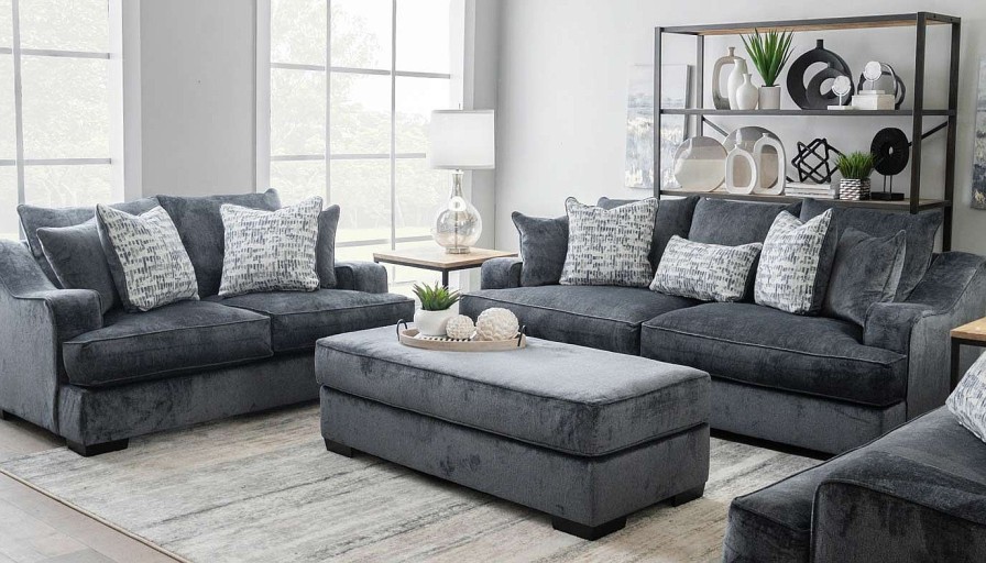 Living Room Dallas Sofa Company Upholstered Collections | Spartan Navy Sofa & Loveseat