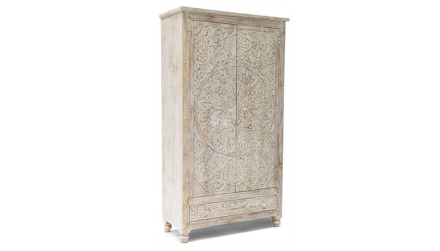 Accents World Piazza | Vanessa Carved Door Wardrobe