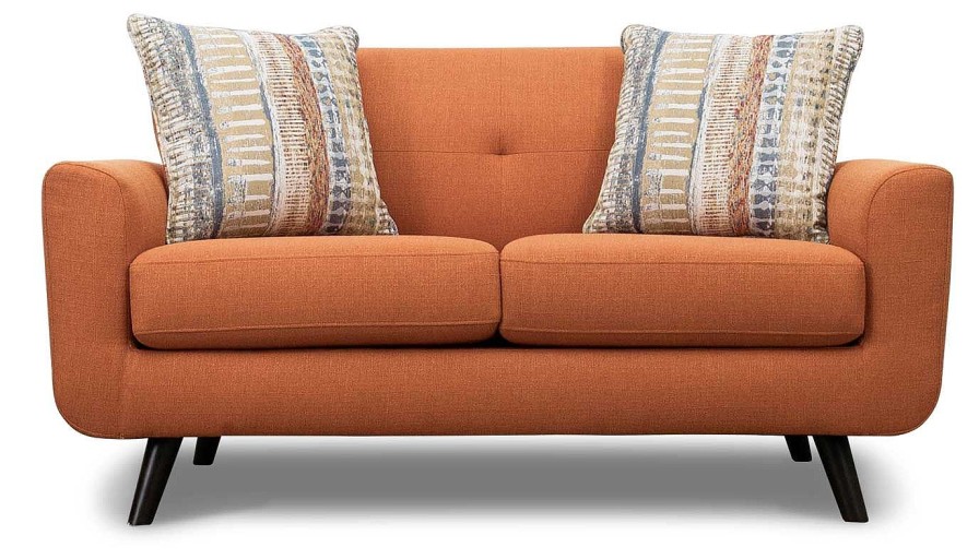 Living Room JB Home Upholstery Upholstered Loveseats | Carol Orange Loveseat