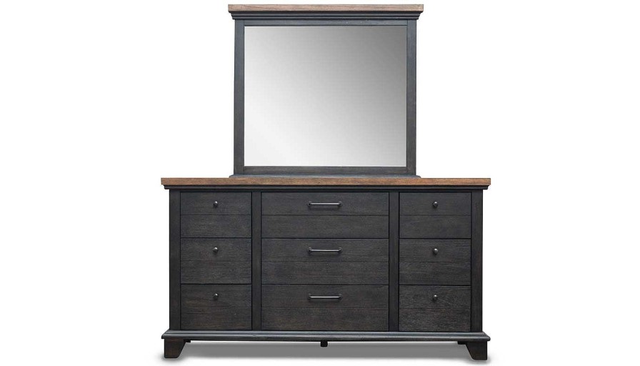 Bedroom Home Zone Furniture Queen Collections | Bear River Brown Queen Bed, Dresser, Mirror & Nightstand