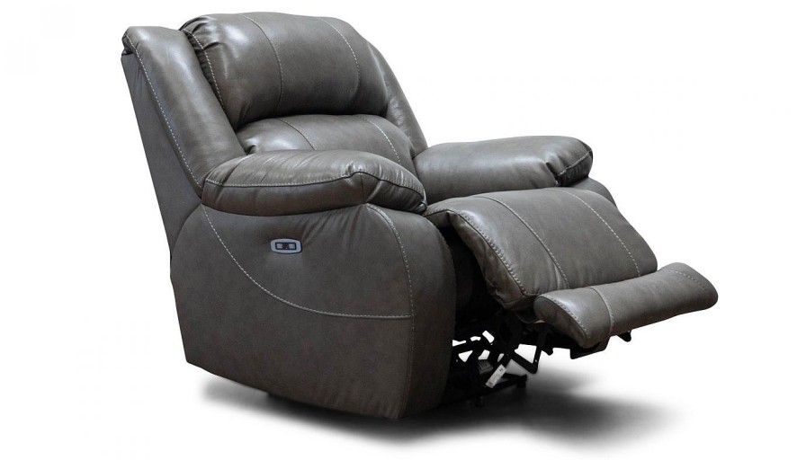 Living Room Dallas Sofa Company Leather Chairs | Galveston Grey Power Recliner