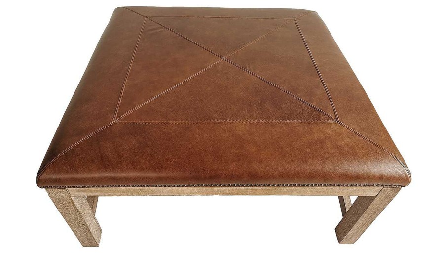 Living Room JB Home Upholstery Leather Ottomans | Durango Ottoman