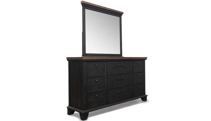 Bedroom Home Zone Furniture King Collections | Bear River Brown King Bed, Dresser, Mirror & Nightstand