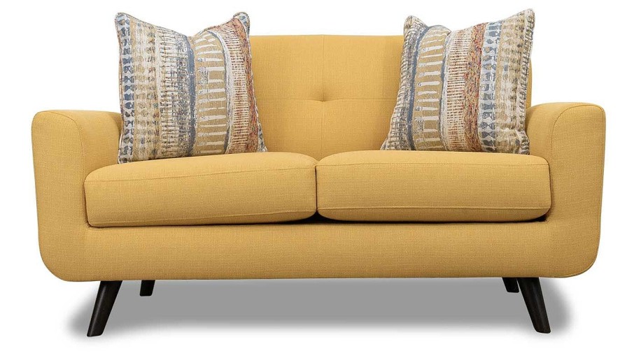 Living Room JB Home Upholstery Upholstered Loveseats | Carol Mustard Yellow Loveseat