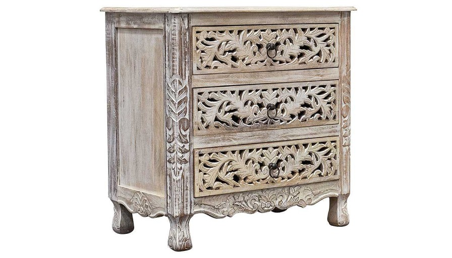 Accents World Piazza | Myia 3-Drawer Chest With Carving