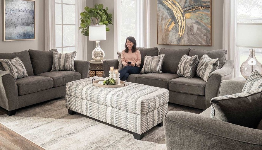 Living Room Dallas Sofa Company Upholstered Collections | Argentina Ii Grey Sofa & Loveseat