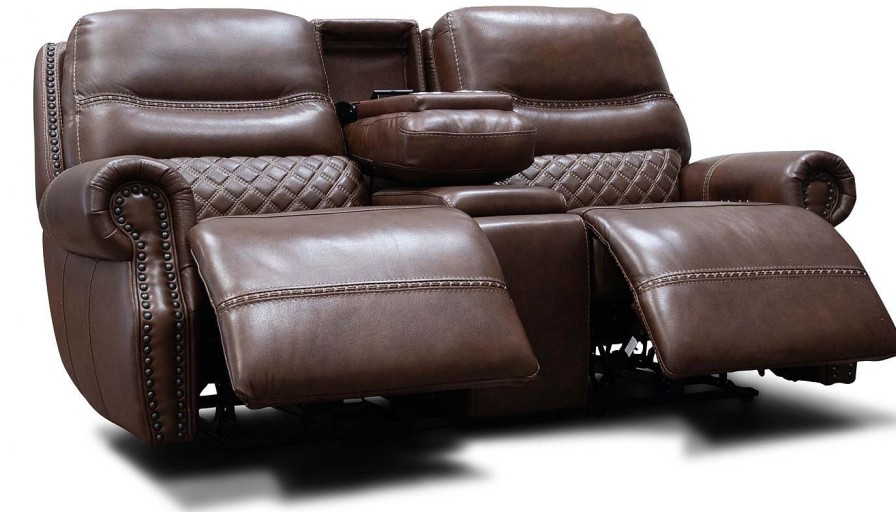 Living Room JB Home Upholstery Reclining Loveseats | Taycan Walnut Power Loveseat